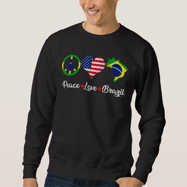 Moletom Mapa da Bandeira do Brasil com Amor de Paz Retroat (Frente)