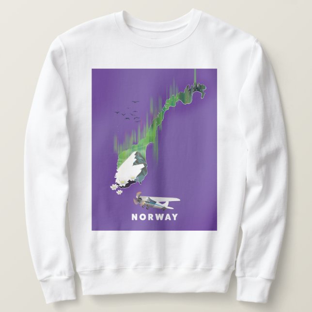 Moletom Mapa da Noruega - poster de impressão ilustrado. (Frente do Design)
