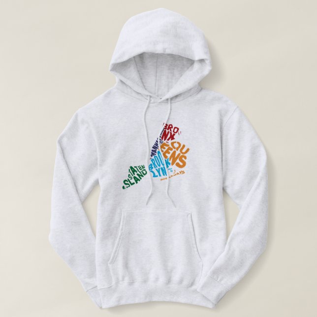 Moletom Mapa de Arte de Palavras de Boroughs Nova Iorque 5 (Frente do Design)