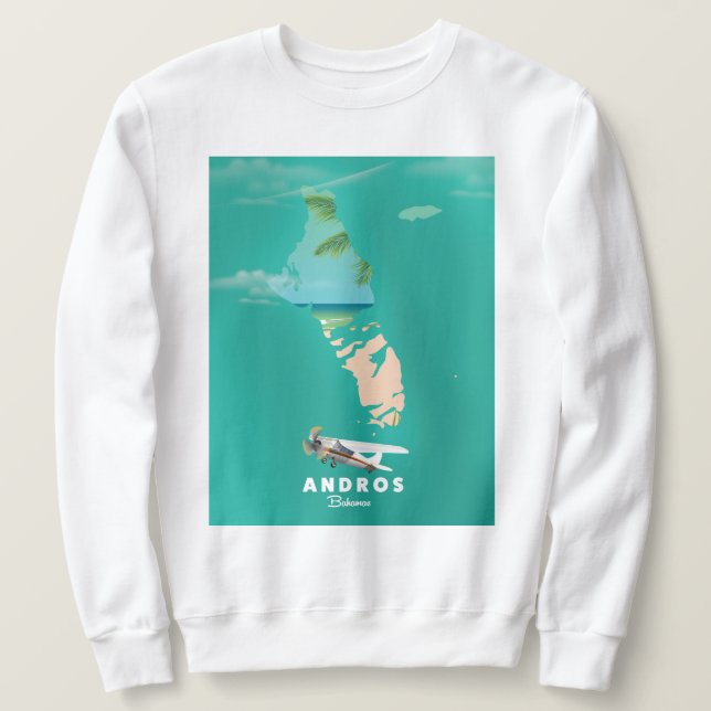 Moletom Mapa de férias de Andros Bahamas. (Frente do Design)