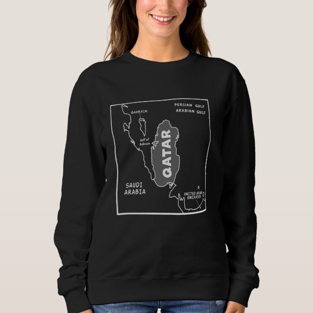 Moletom Mapa de linha branca desenhado à mão do Catar e vi (Frente)