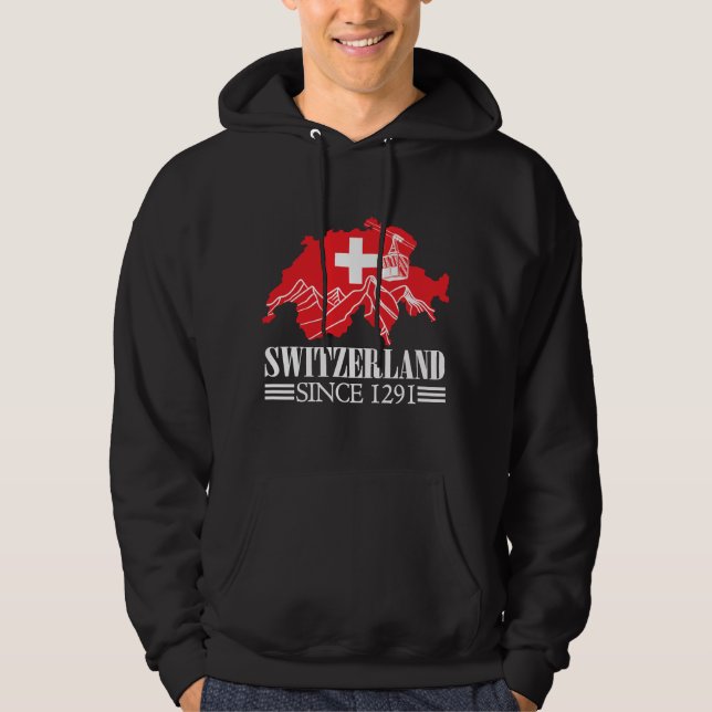 Moletom Mapa de suiças desde 1291 monta sinalizador suíço (Frente)