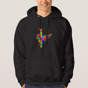 Moletom Mapa Indiano Do Quebra-cabeça De Autismo De Via-De