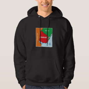Moletom mapa simplificado colorido do Uruguai com vizinho