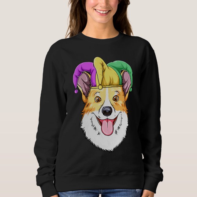 Moletom Mardi Gras Corgi Carnaval Hat Corgi (Frente)