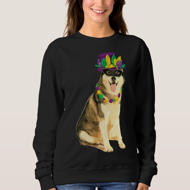 Moletom Mardi Gras Costume Mask Siberian Husky (Frente)