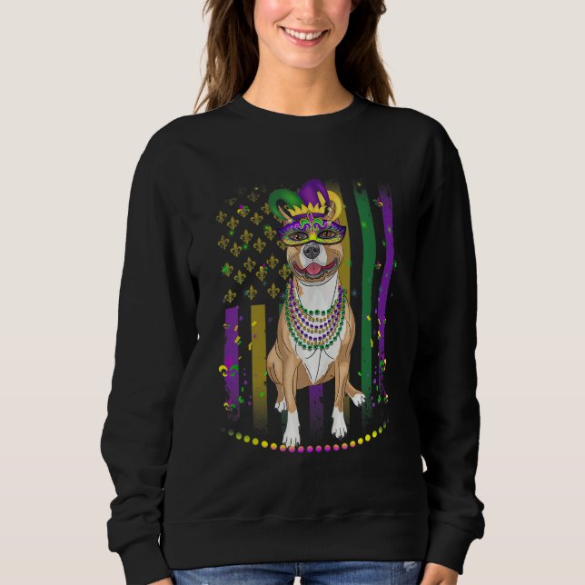 Moletom Mardi Gras Dog Carnival Pitbull Dog Jester Pet Pup (Frente)