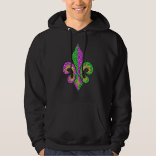 Moletom Mardi Gras Fleur De Lis Glitter Carnaval
