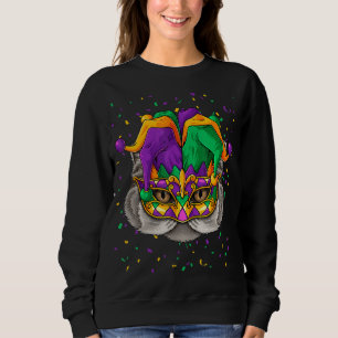 Moletom Mardi Gras Gras Cat Face Carnaval Jester Festiv