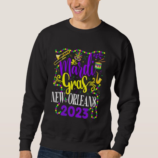 Moletom Mardi Gras New Orleans 2023 Funny Friends and Fami (Frente)