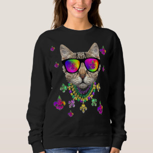Moletom Mardi Gras New Orleans Engraçado Gato Mascarado Óc