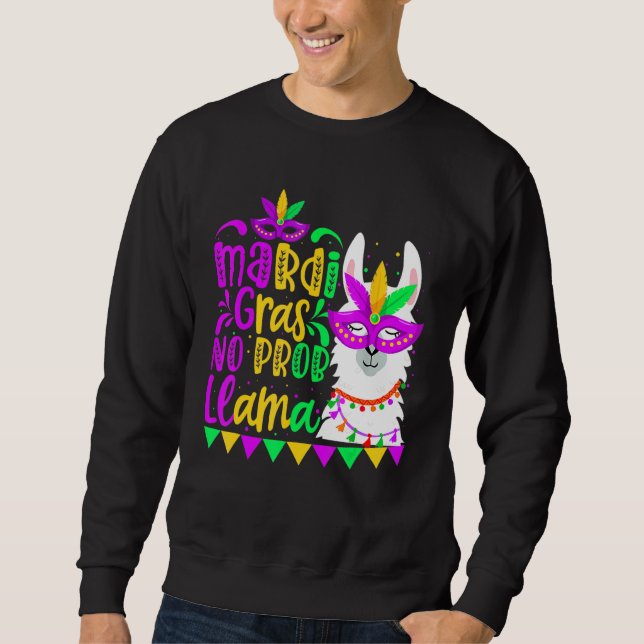Moletom Mardi Gras No Prob Llama Alpaca Funny Carnival Par (Frente)