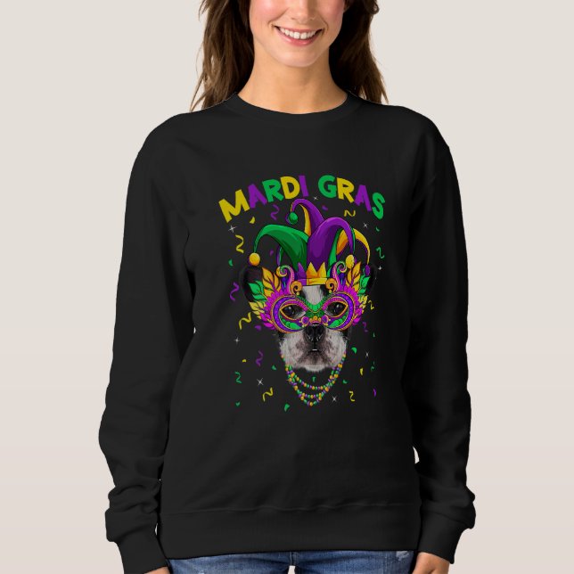 Moletom Mardi Gras Party Cute French Bulldog Dog Lover Jes (Frente)