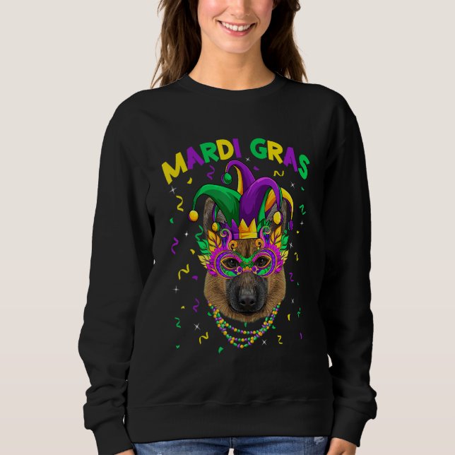 Moletom Mardi Gras Party Cute German Shepherd Dog Lover Je (Frente)