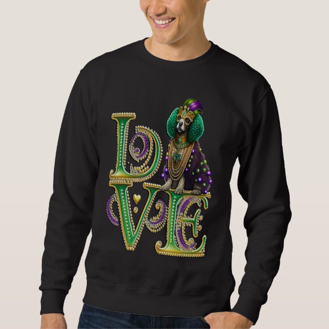 Moletom Mardi Gras Poodle Word LOVE Masquerade (Frente)