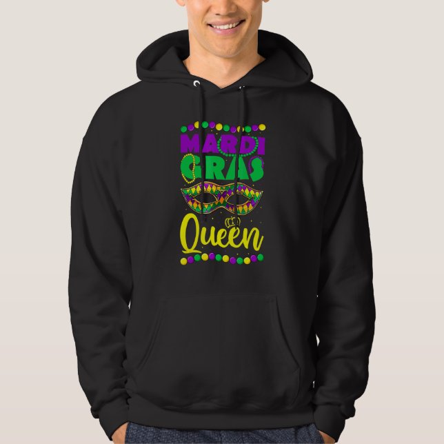 Moletom Mardi Gras Queen Crown Mask Shirt, Kids Girls Adul (Frente)