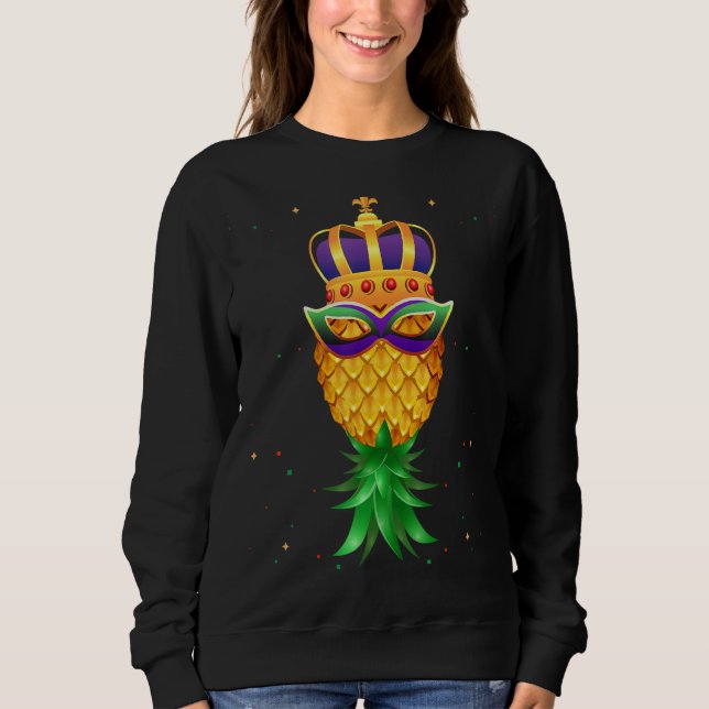 Moletom Mardi Gras Queen Mask Swinger para Baixo Pineappl (Frente)