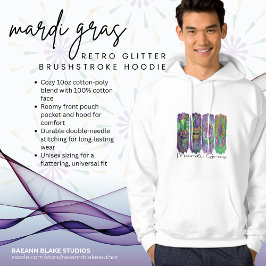 Moletom Mardi Gras Retro Glitter Pincelada Capuz
