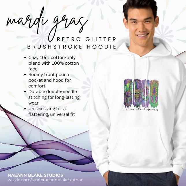 Moletom Mardi Gras Retro Glitter Pincelada Capuz (Criador carregado)