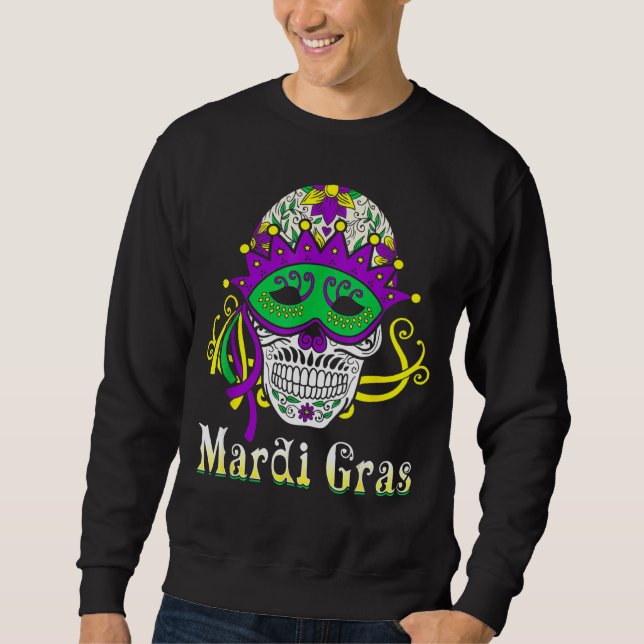 Moletom Mardi Gras Sugar Skull Skull Mask Costume (Frente)