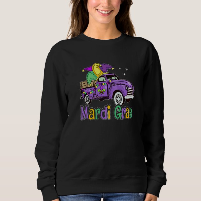 Moletom Mardi Gras Truck  Mardi Gras Hat Beads Fleur De Ly (Frente)