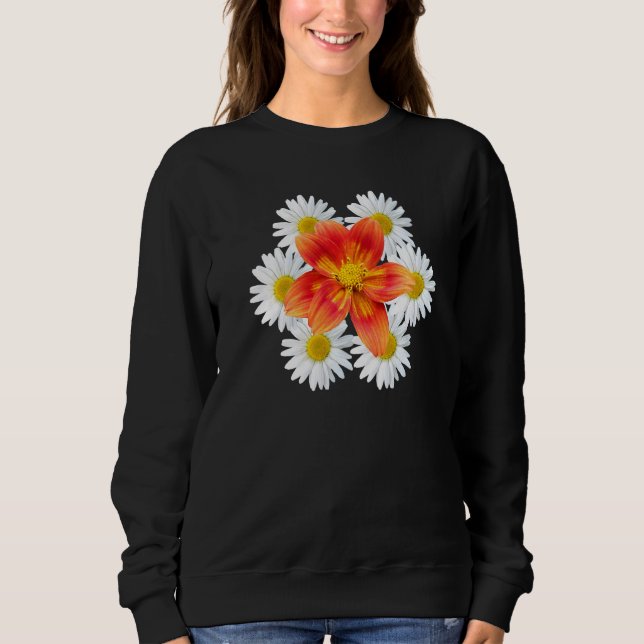 Moletom Margarida Com Flor Laranja Padrão Floral Flor (Frente)