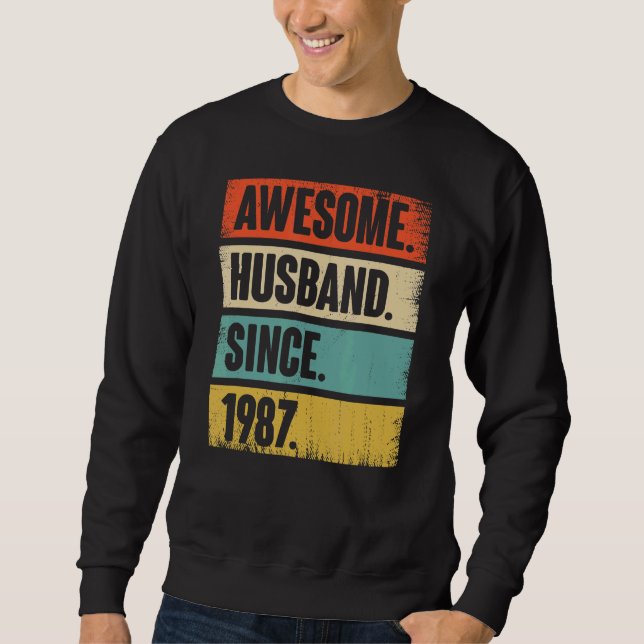Moletom Marido Impressionante Retro Desde 1987 35 Aniver C (Frente)