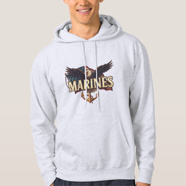 Moletom "Marines" over eagle & anchor hoodie (Frente)