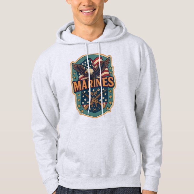 Moletom "Marines" over eagle & flag hoodie (Frente)