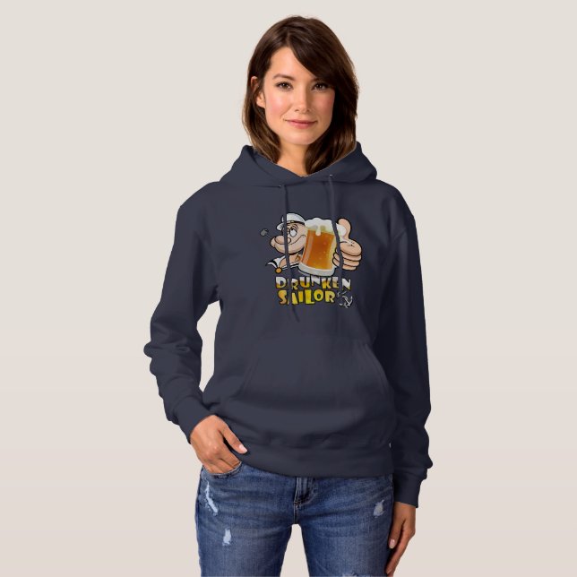 Moletom Marinheiro Bêbado | Mulheres Hoodie (Frente Completa)