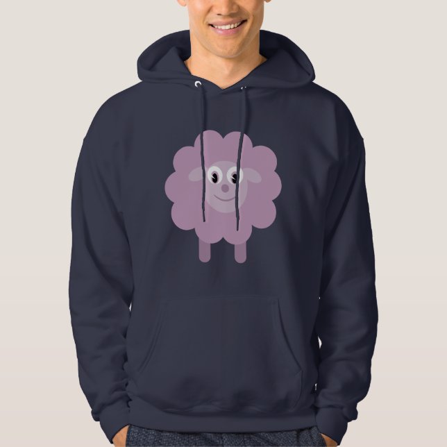 Moletom Marinho bonito Hoody dos carneiros dos desenhos (Frente)