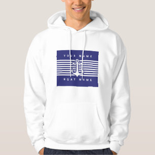Moletom Marinho de Âncora Náutica Design Azul Stripe Branc