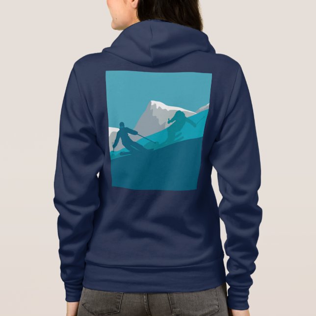 Moletom Marinho de Esqui Descida de Esquiadores Alpinos Az (Verso)