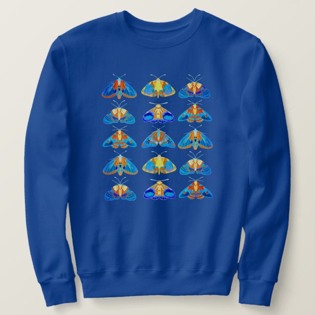 Moletom Mariposas em Azul Escuro, Laranja e Turquesa (Frente do Design)