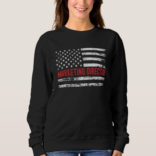 Moletom Marketing Director USA Flag Profession Retro Job T (Frente)