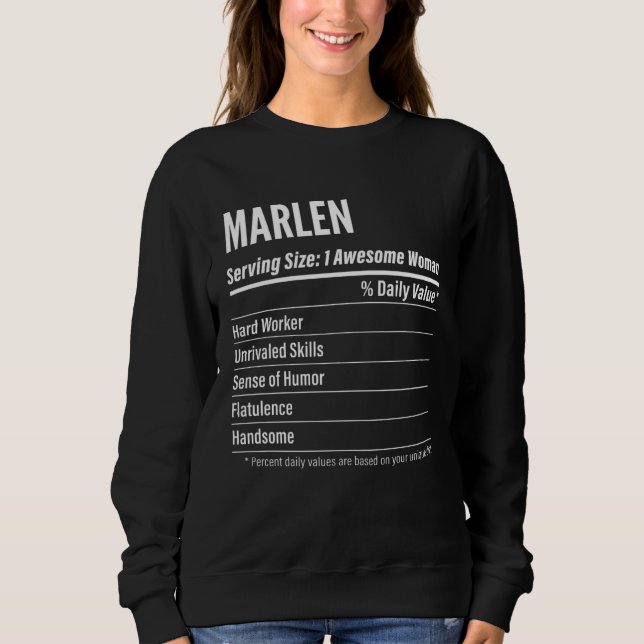 Moletom Marlen  Nutritional Facts Serving Size Calories (Frente)