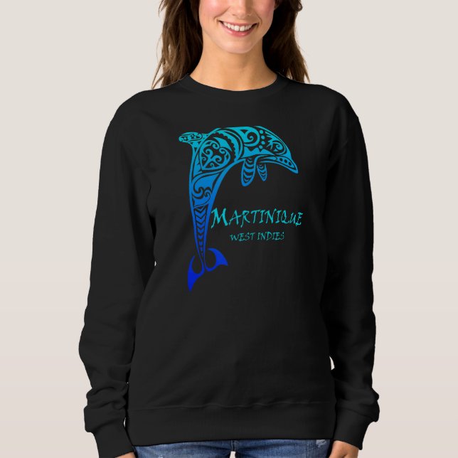 Moletom Martinique West Indies Vintage Tribal Dolphin Vaca (Frente)