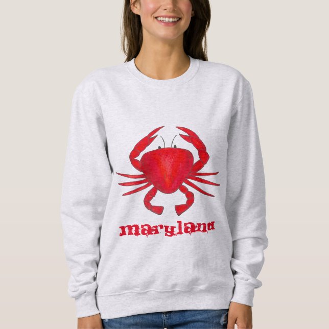 Moletom Maryland Red Crab Seafood Beach Sweatshirt (Frente)