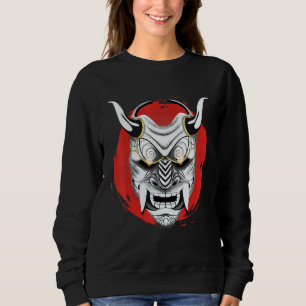Moletom Máscara Oni Vermelha Japonesa Antiga Lua Samurai O