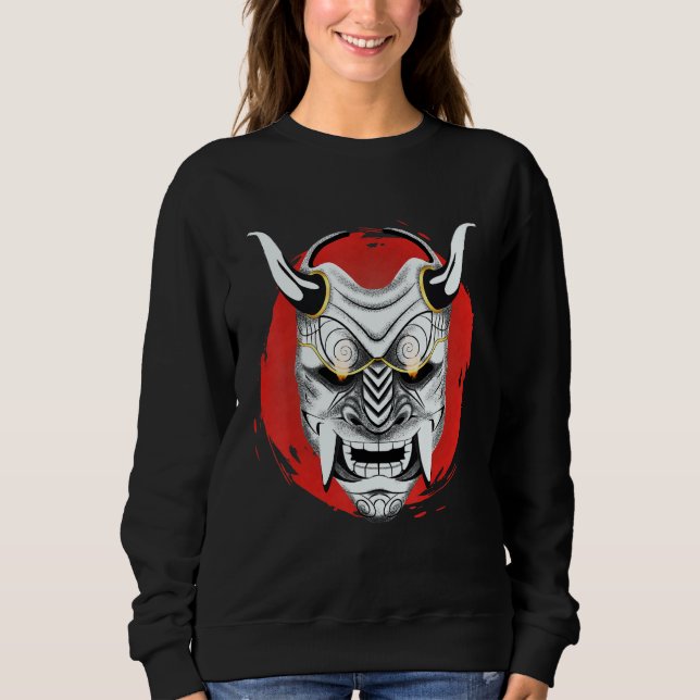 Moletom Máscara Oni Vermelha Japonesa Antiga Lua Samurai O (Frente)