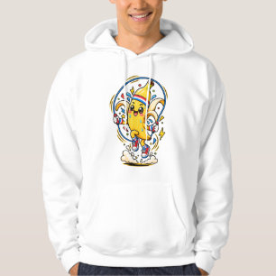 Moletom Mascote de Banana Feliz Pulando Corda Cartoon Fitn