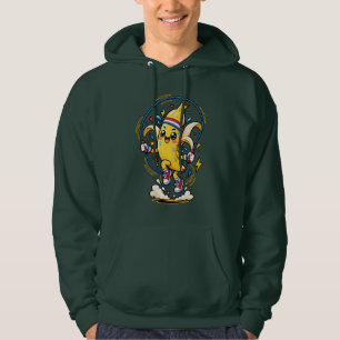 Moletom Mascote de Banana Feliz Pulando Corda Desenho Fitn