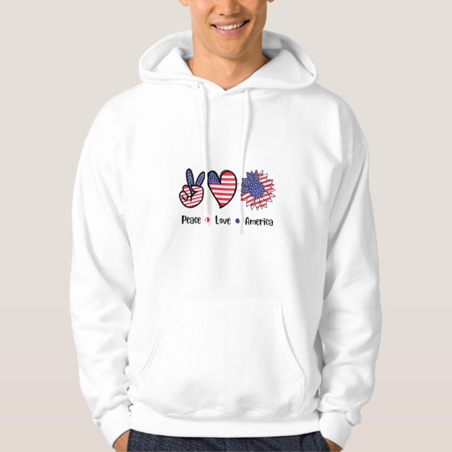 Moletom masculino Peace Love America (Frente)
