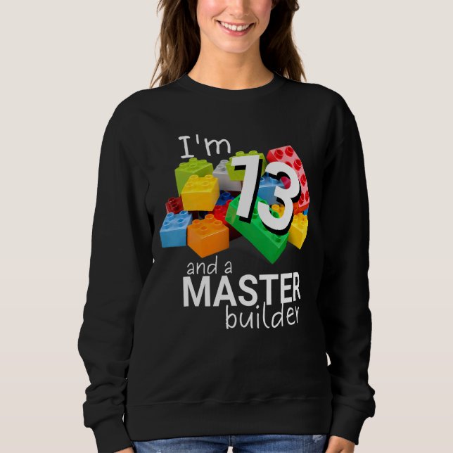 Moletom Master Builder Cute Block Building 13 Birthday B (Frente)
