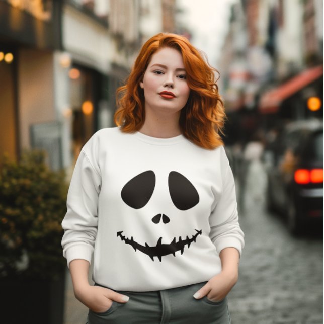 Moletom Mau Jack Grinning Ghoul, Monstro Grimace (Halloween Face with Sewn Mouth Graphic Sweatshirt Pullover Hoodie Design)
