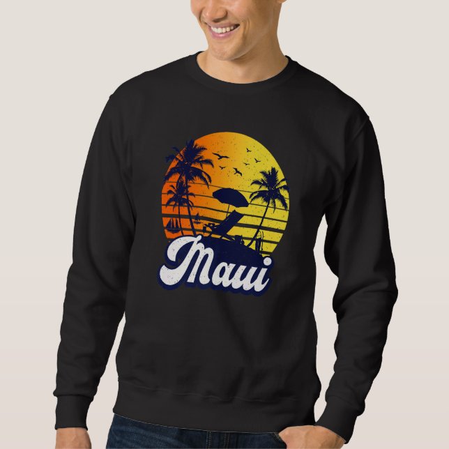 Moletom Maui Hawaii Hawaiian Sunset Beach Retro Premium (Frente)