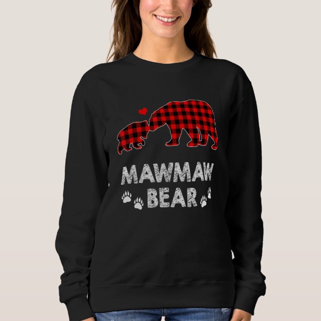 Moletom Mawmaw Bear Women Red Xadrez Natal Família Pajama (Frente)