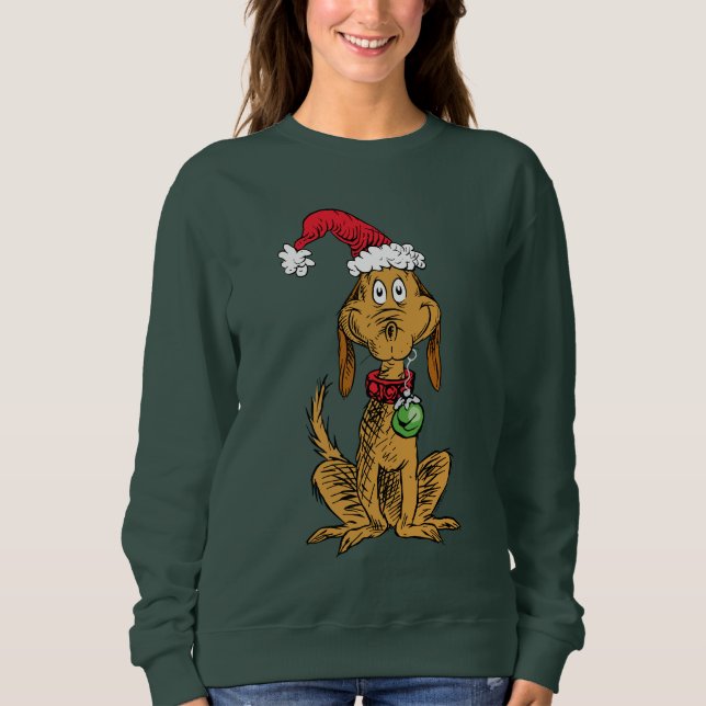 Moletom Max o Cão com Chapéu de Papai Noel (Frente)
