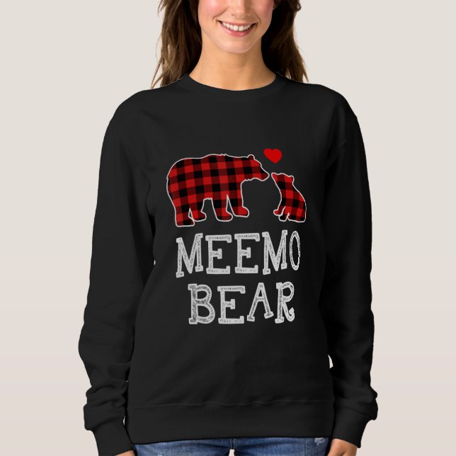 Moletom Meemo Bear Buffalo Xadrez Família de Natal Pajama (Frente)