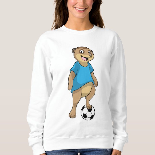 Moletom Meerkat como jogador de futebol com futebol (Frente)